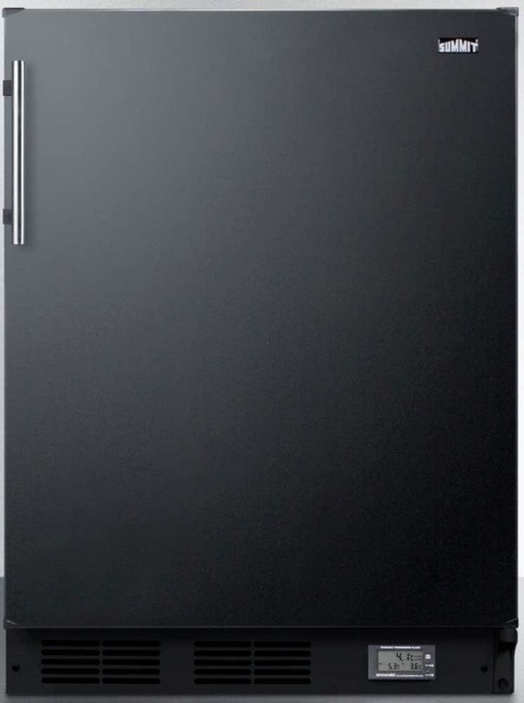 Summit Appliance BKRF663BBIADA Einbauunterschrank, ADA-konform, 24-Breiterkühlschrank mit Gefrierfach, schwarz, mit NIST-Kalibriertem Thermometer und Alarm für hohe und niedrige Temperaturen