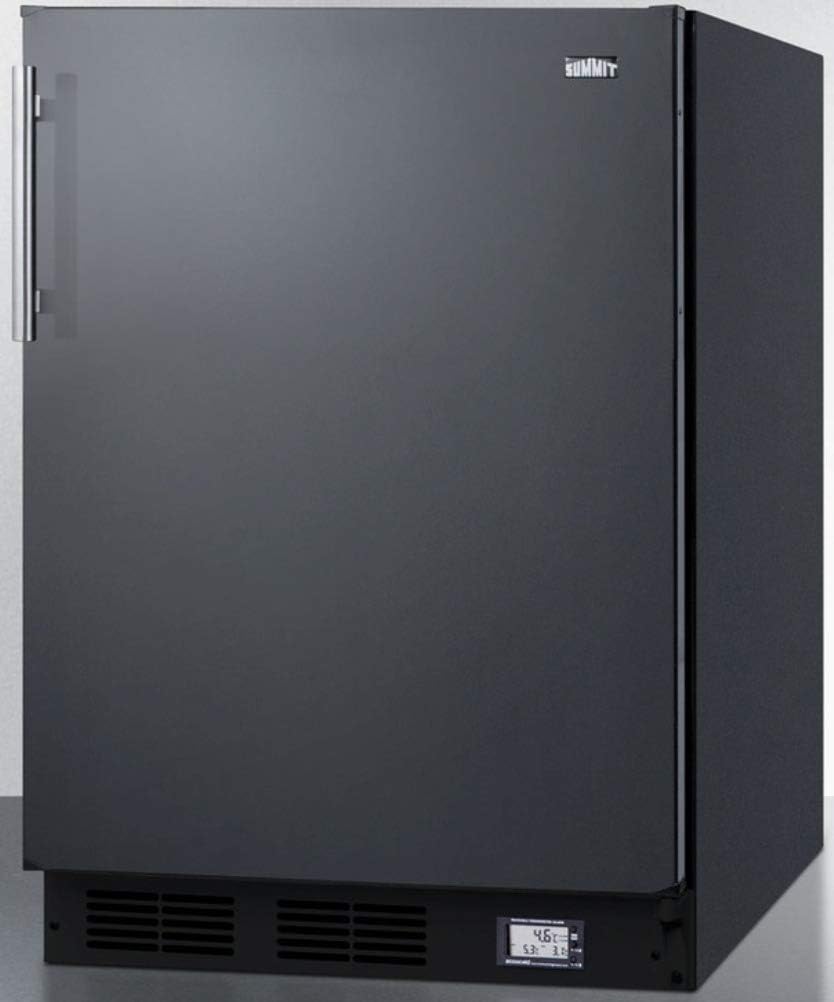 Summit Appliance BKRF663BBIADA Einbauunterschrank, ADA-konform, 24-Breiterkühlschrank mit Gefrierfach, schwarz, mit NIST-Kalibriertem Thermometer und Alarm für hohe und niedrige Temperaturen
