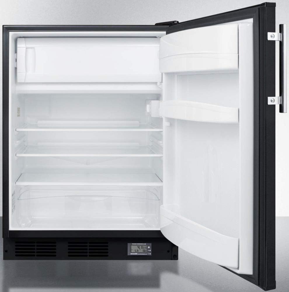 Summit Appliance BKRF663BBIADA Einbauunterschrank, ADA-konform, 24-Breiterkühlschrank mit Gefrierfach, schwarz, mit NIST-Kalibriertem Thermometer und Alarm für hohe und niedrige Temperaturen