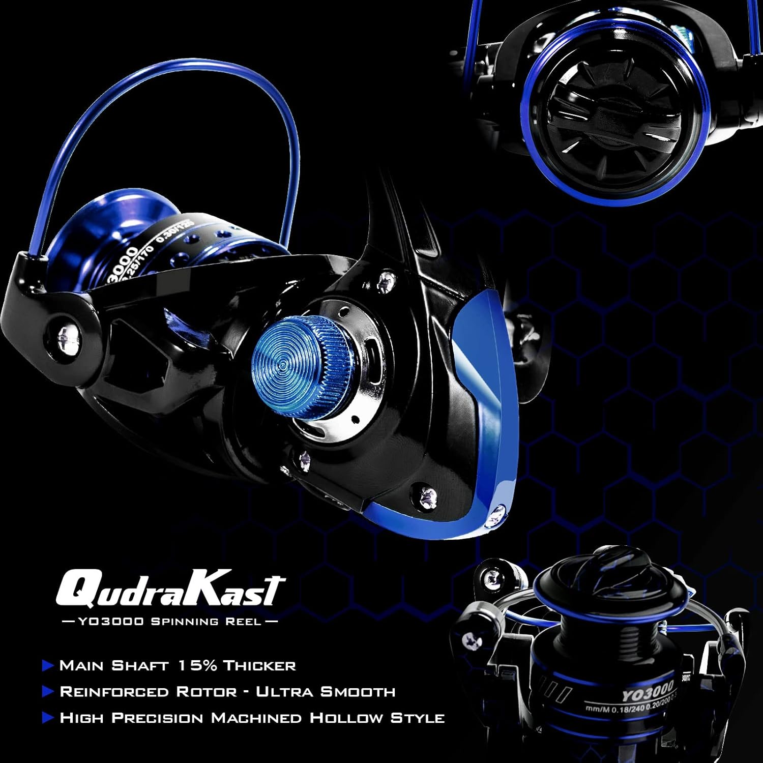 Combinazioni canna da pesca e mulinello, design unico con verniciatura X-Warping, canna da pesca telescopica in fibra di carbonio con kit combinato di mulinelli con scatola per attrezzatura, il miglior regalo per principianti e pescatori