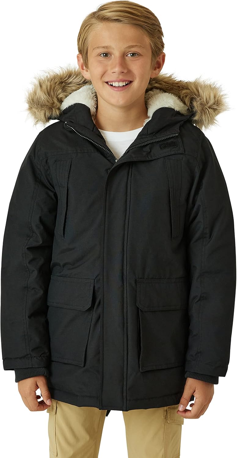 Eddie Bauer Boys Winter Coat – Waterproof Heavyweight Down Parka Jacket with Faux Fur Hood (3-20)