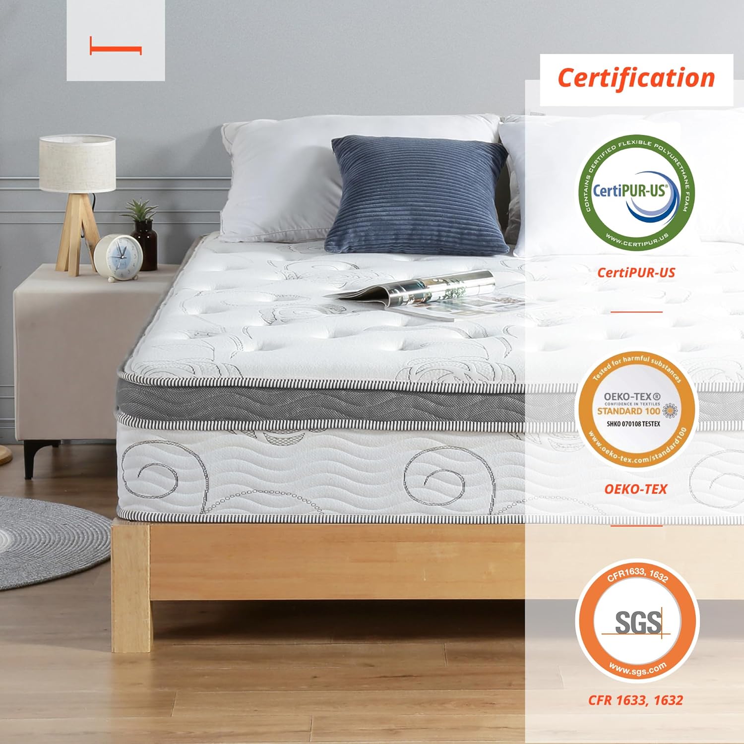 PrimaSleep Full Mattress, 13 Inch Hybrid Mattress, Gel Infused Memory Foam, Pocket Spring for Support and Pressure Relief, CertiPUR-US Certified, Bed-in-a-Box, Firm, Full Size · v2