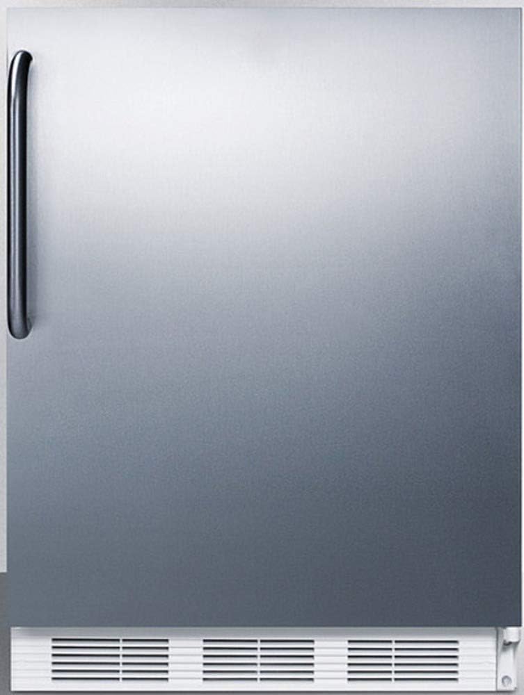 Summit Appliance CT661WBISSTB Built-in Undercounter Refrigerator-Freezer for Residential Use, Cycle Defrost with Stainless Steel Wrapped Door, Towel Bar Handle and White Cabinet · v7