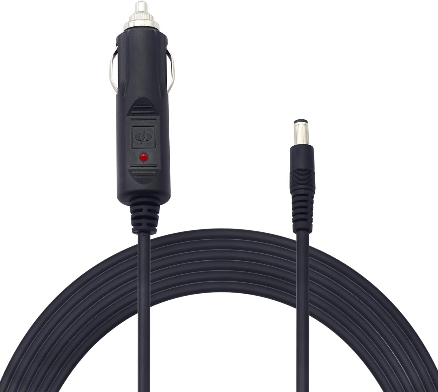 12V 24 V DC 5.5mm x 2.1mm Car Cigarette Lighter Extension Power Supply Adapter Cable with LED for Car Truck Bus Van(10FT)