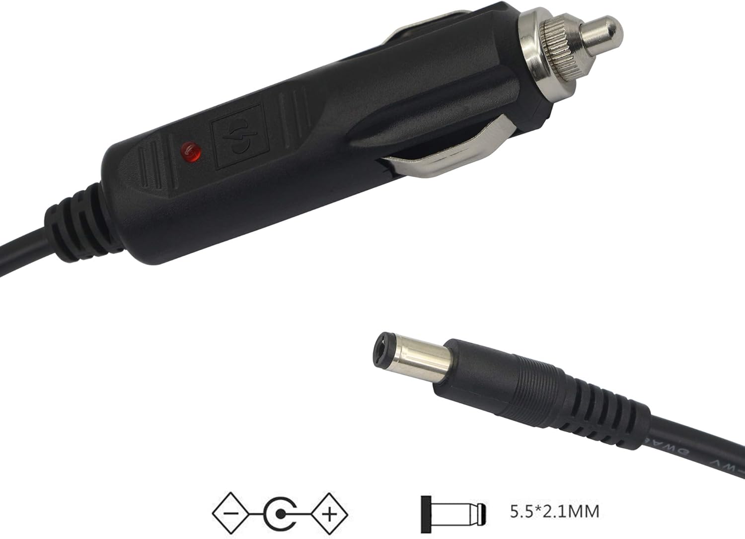 12V 24 V DC 5.5mm x 2.1mm Car Cigarette Lighter Extension Power Supply Adapter Cable with LED for Car Truck Bus Van(10FT) · v5