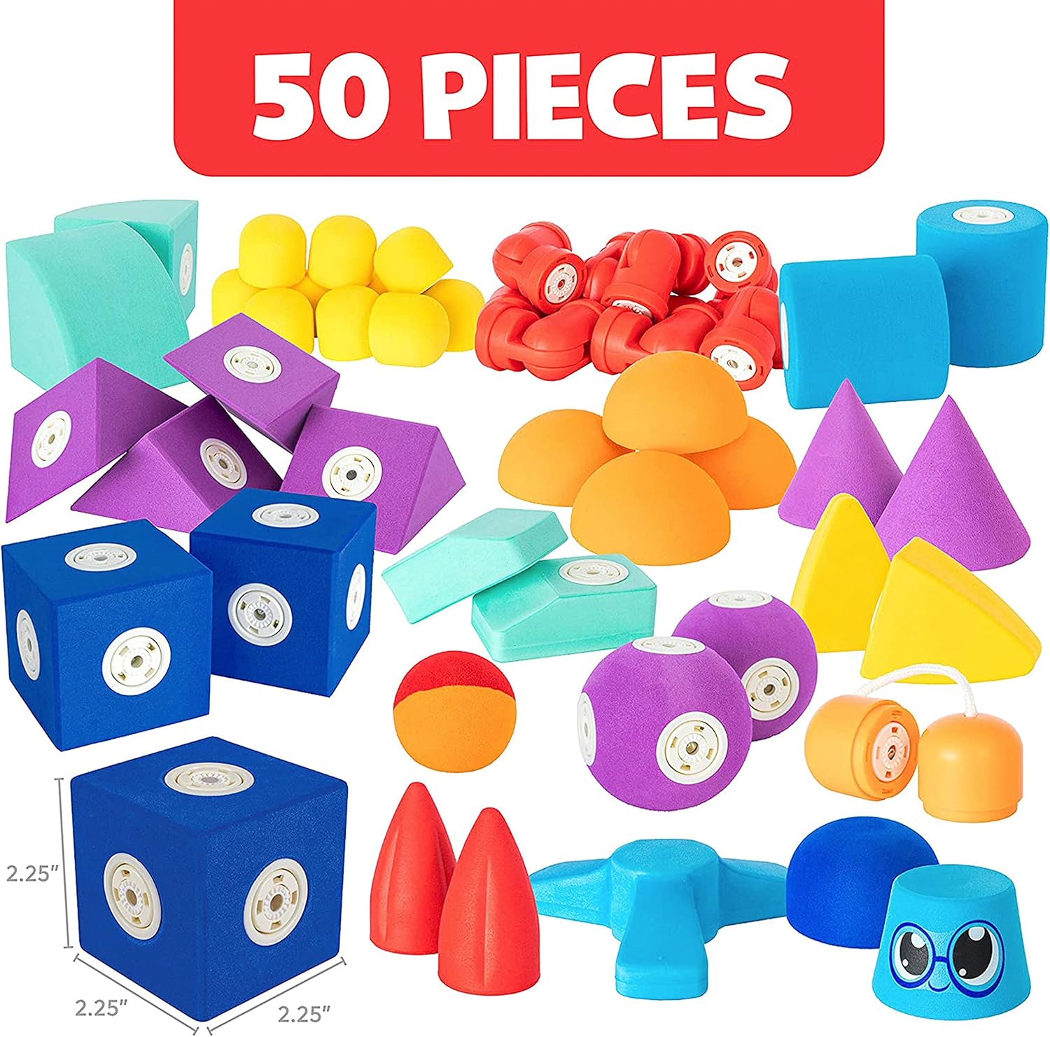 Magnetic Foam Blocks – STEM Preschool Toys for Children, Toddlers, Boys and Girls, The Ultimate Bath Toy – 50 Piece Set, Bath Building Blocks, Engineering Toys for Kids 3-6 · v2