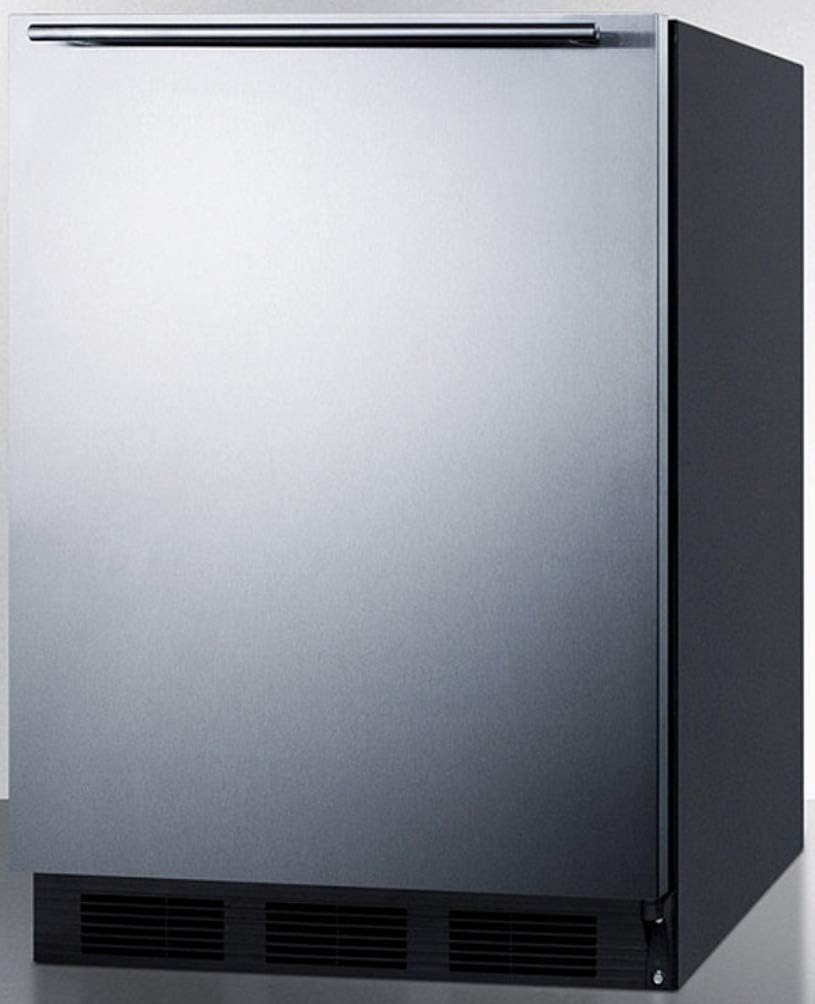 Summit Appliance CT663BKSSHH Freistehende Kühl- und Gefrierkombination auf Thekenhöhe für den privaten Gebrauch, Zyklusabtauung mit Edelstahltür, Handtuchhalter und schwarzem Schrank