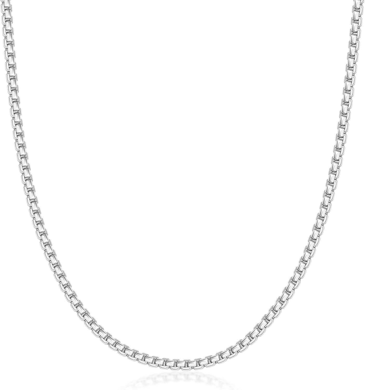 Collar PORI JEWELERS de oro de 14 quilates, 1,8 mm, 2,5 mm o 3,5 mm, cadena redonda en forma de caja, de 16 a 30 pulgadas, oro amarillo o blanco, para hombre y mujer