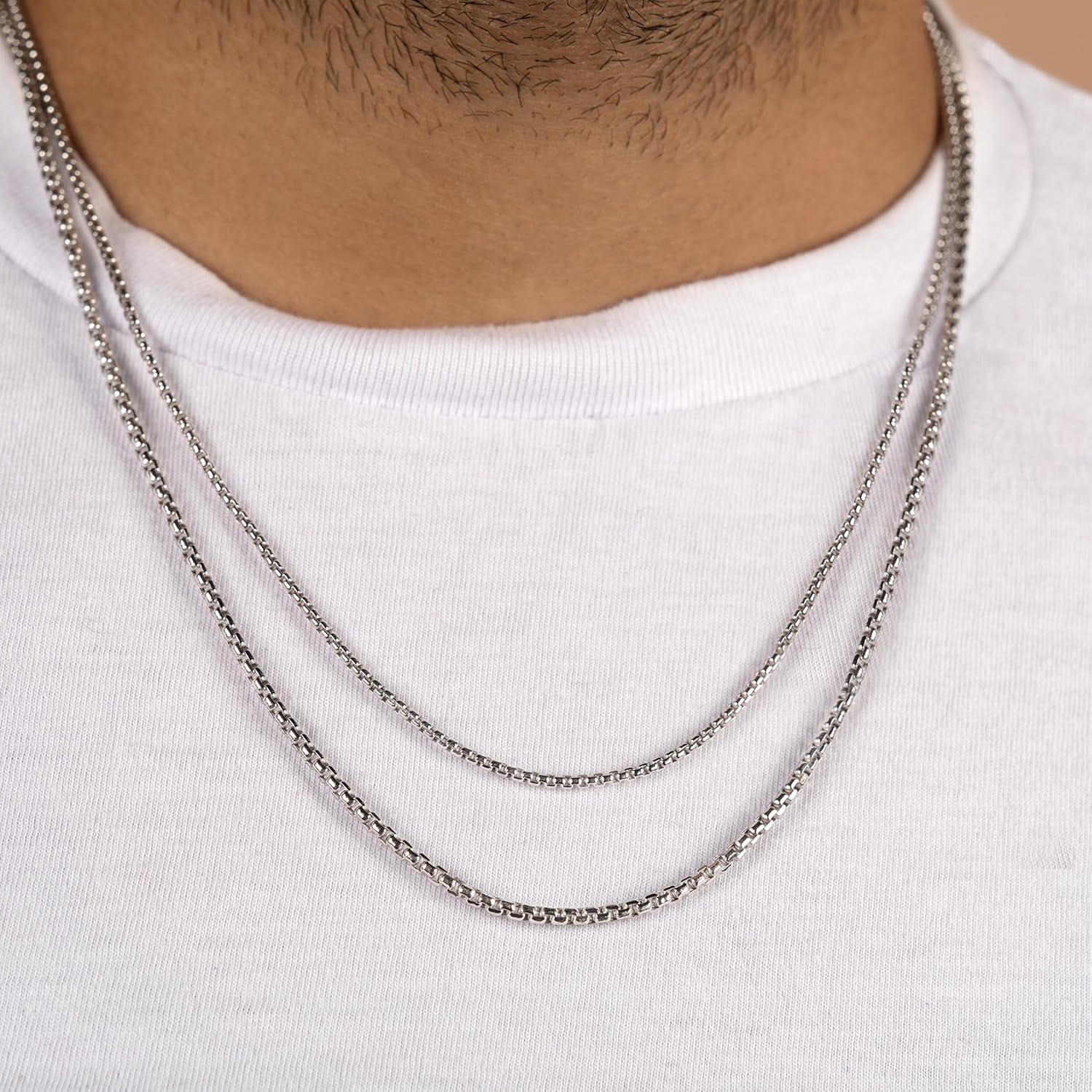 Collar PORI JEWELERS de oro de 14 quilates, 1,8 mm, 2,5 mm o 3,5 mm, cadena redonda en forma de caja, de 16 a 30 pulgadas, oro amarillo o blanco, para hombre y mujer