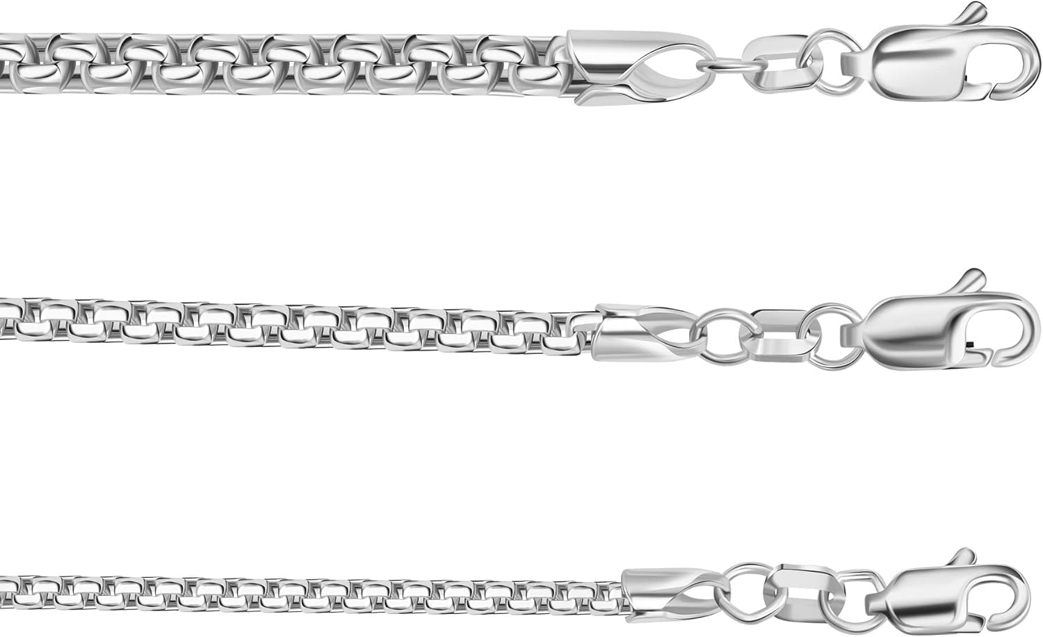Collar PORI JEWELERS de oro de 14 quilates, 1,8 mm, 2,5 mm o 3,5 mm, cadena redonda en forma de caja, de 16 a 30 pulgadas, oro amarillo o blanco, para hombre y mujer