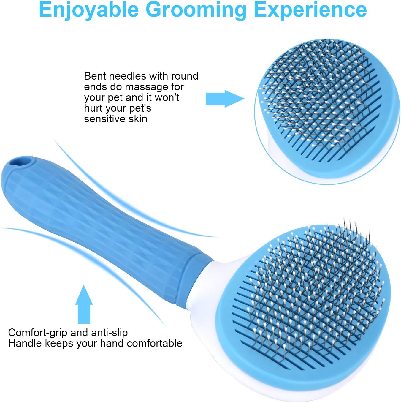 Depets Self Cleaning Slicker Brush, Dog Cat Bunny Pet Grooming Shedding Brush - Easy to Remove Loose Undercoat, Pet Massaging Tool Suitable for Pets with Long or Short Hair · v4