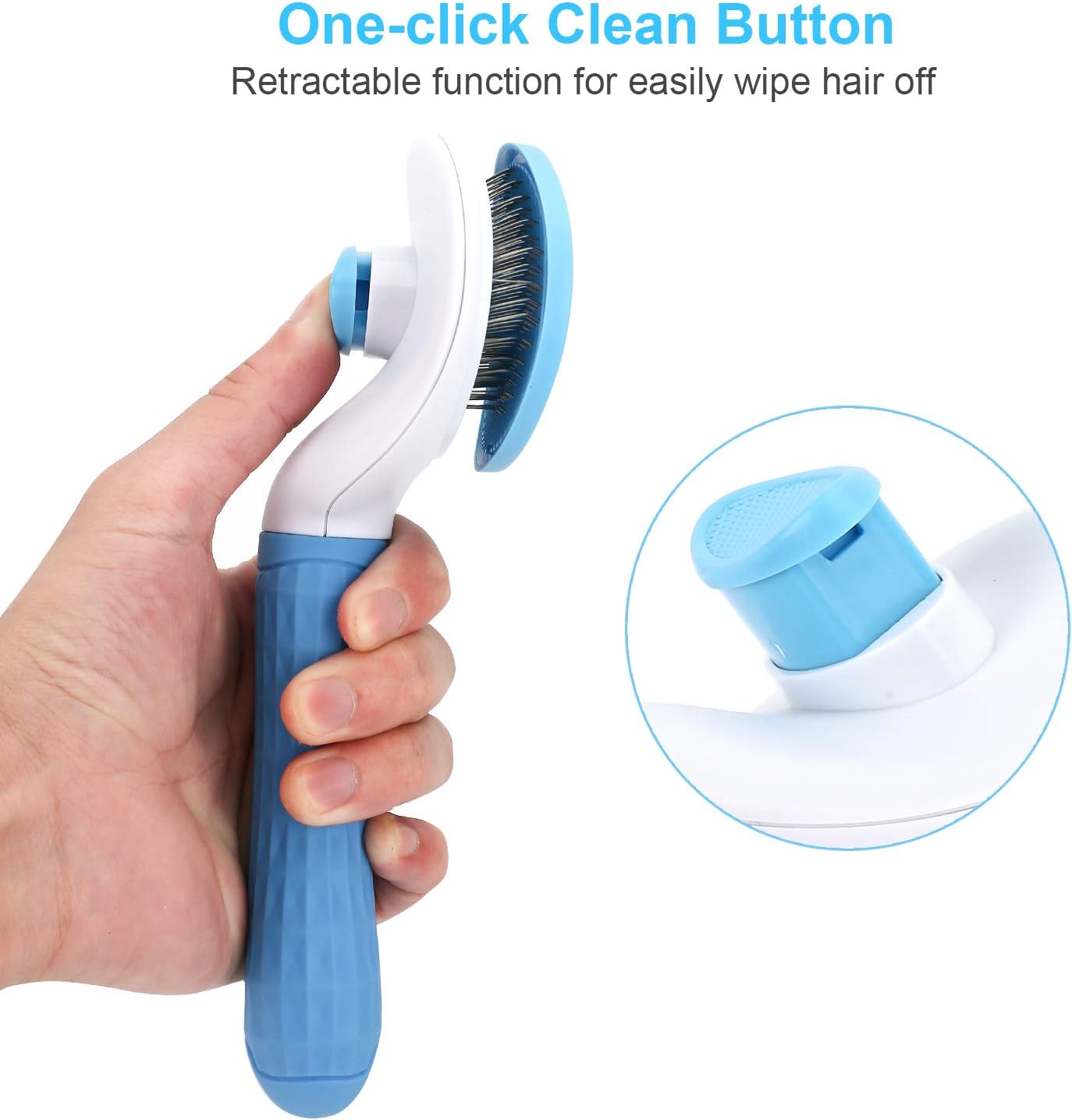 Depets Self Cleaning Slicker Brush, Dog Cat Bunny Pet Grooming Shedding Brush - Easy to Remove Loose Undercoat, Pet Massaging Tool Suitable for Pets with Long or Short Hair · v4