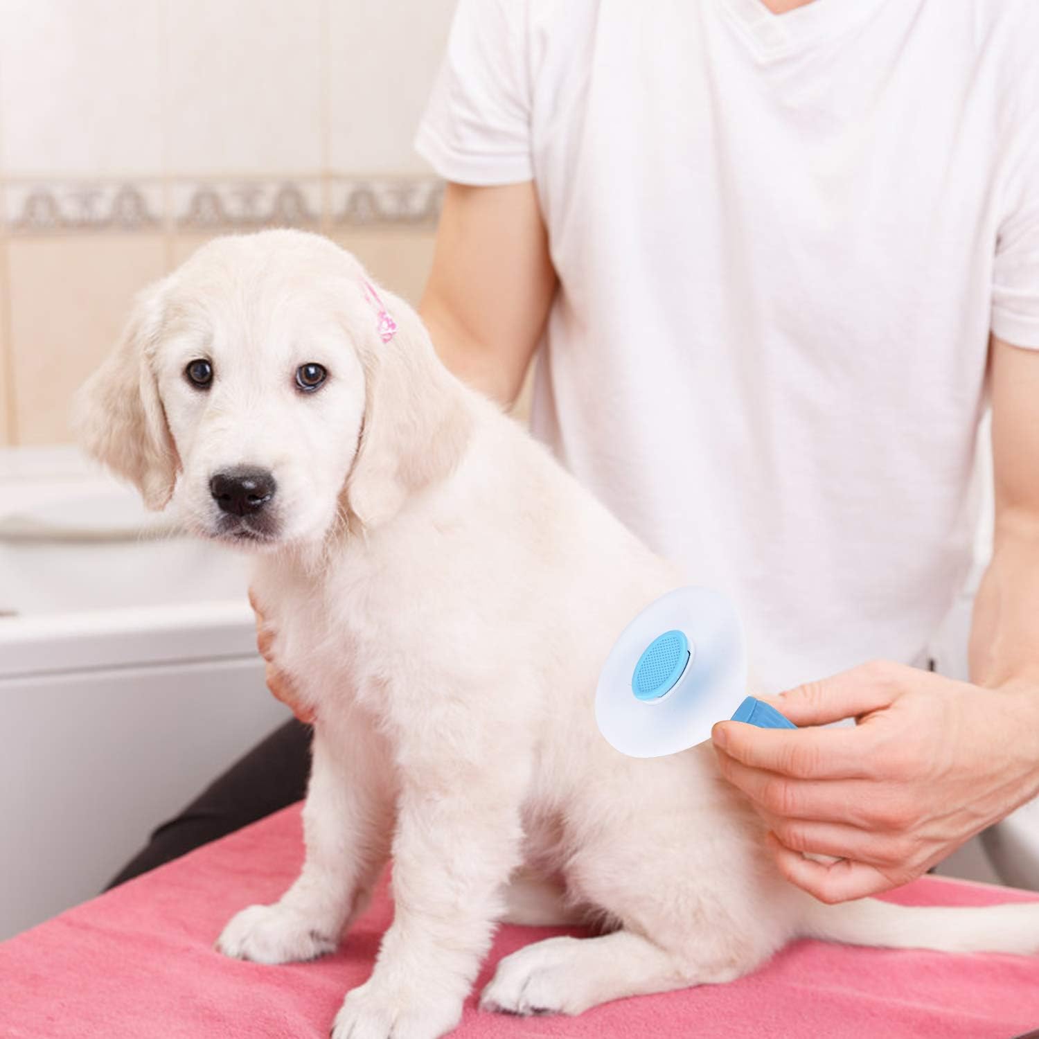 Depets Self Cleaning Slicker Brush, Dog Cat Bunny Pet Grooming Shedding Brush - Easy to Remove Loose Undercoat, Pet Massaging Tool Suitable for Pets with Long or Short Hair · v4