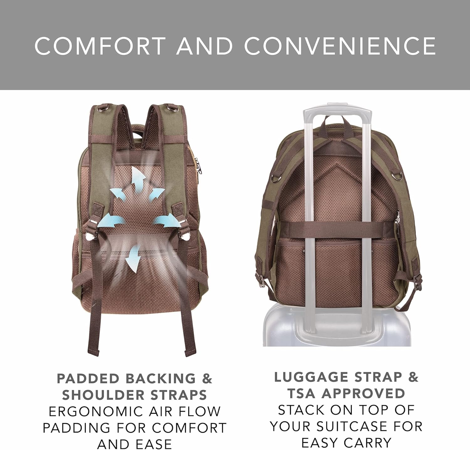 Ama Dablam Original Canvas Backpack | 18” Laptop Pocket | XL Size - 30L | Many Pockets | Durable Zippers · v6