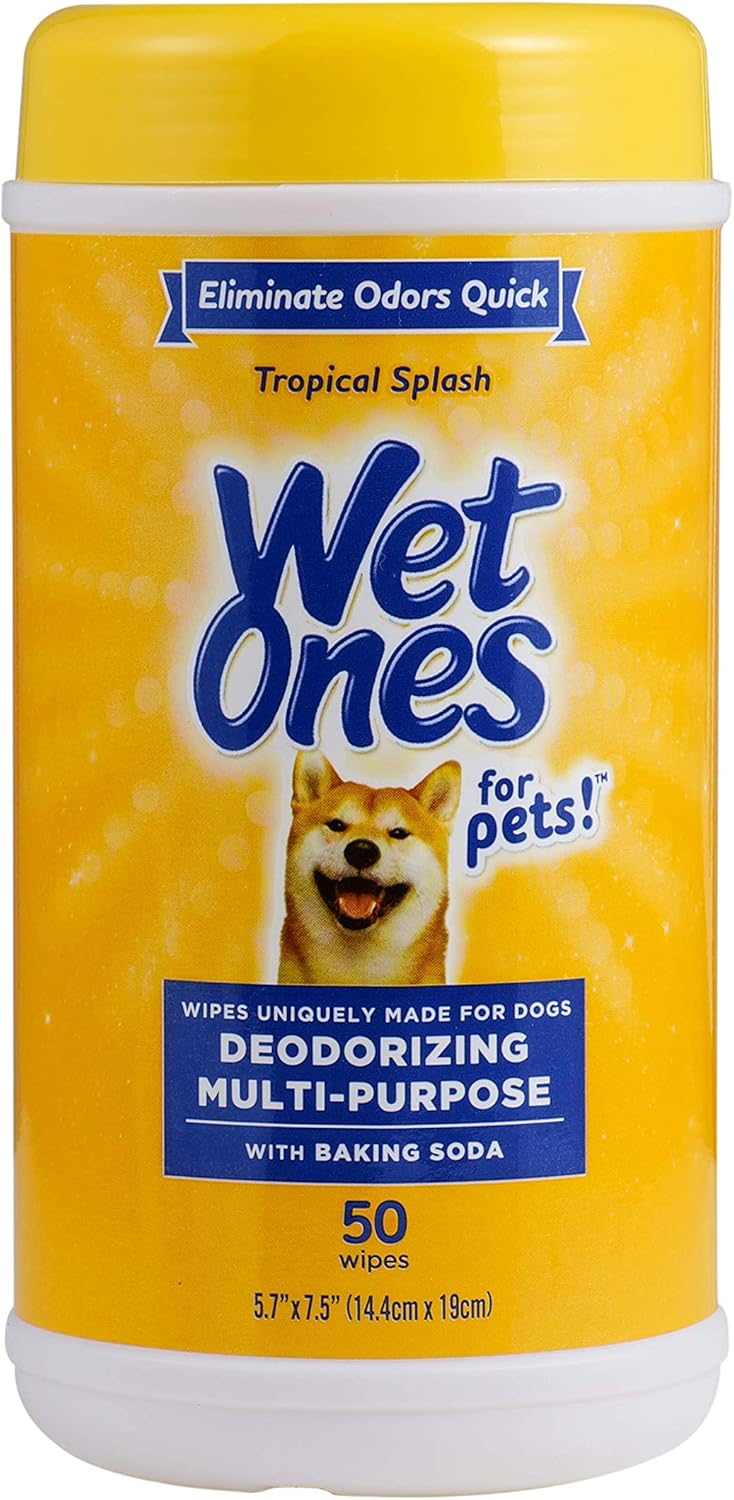 Wet Ones for Pets Deodorizing Multipurpose Pet Wipes, Tropical Splash Scent - Pet Grooming Wipes for In-Between Baths, Pet Cleaning Supplies, Puppy Wipes for Dogs, 50 Count · v2
