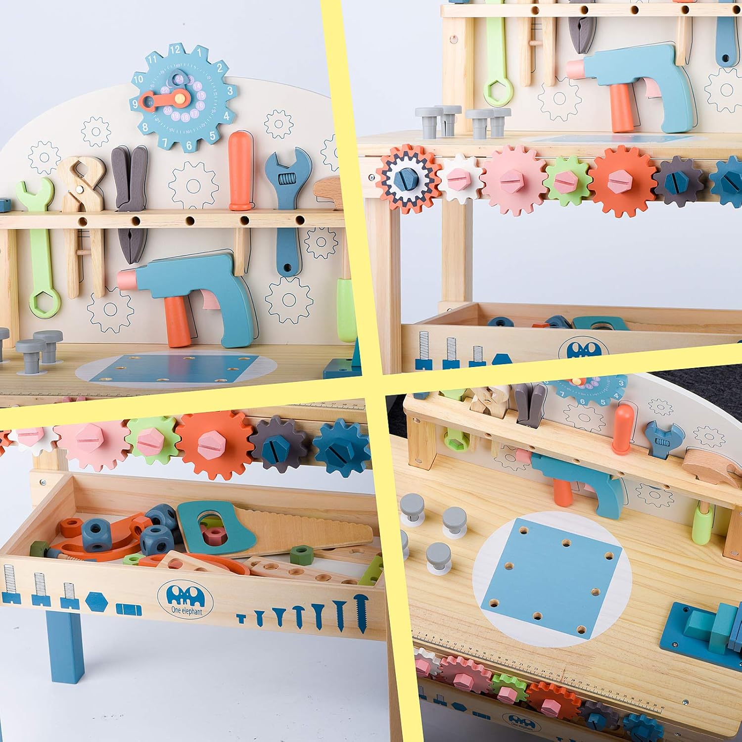 Tool Bench for Kids Toy Play Workbench Wooden Tool Bench Workshop Workbench with Tools Set Wooden Construction Bench Toy for 3 4 5 Year Boys Girls · v6