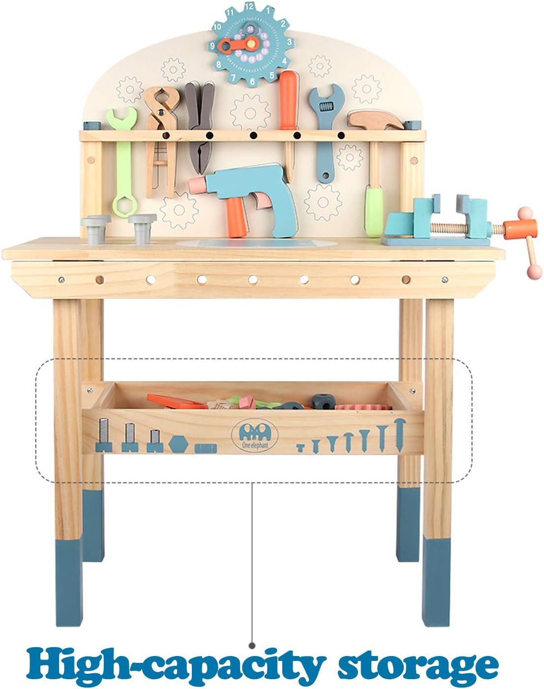 Tool Bench for Kids Toy Play Workbench Wooden Tool Bench Workshop Workbench with Tools Set Wooden Construction Bench Toy for 3 4 5 Year Boys Girls · v6