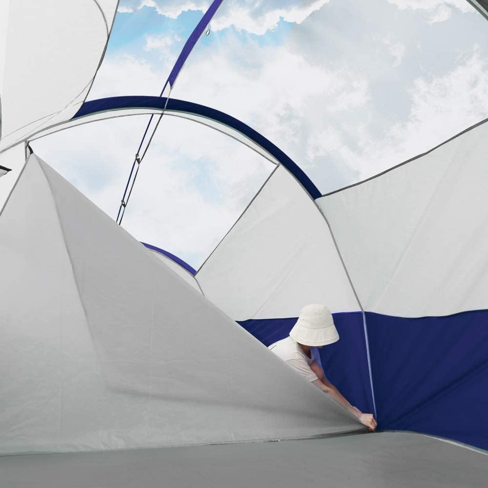 CAMPROS CP Tent 8 Person Camping Tents, Weather Resistant Family Tent, 5 Large Mesh Windows, Double Layer, Divided Curtain for Separated Room, Portable with Carry Bag