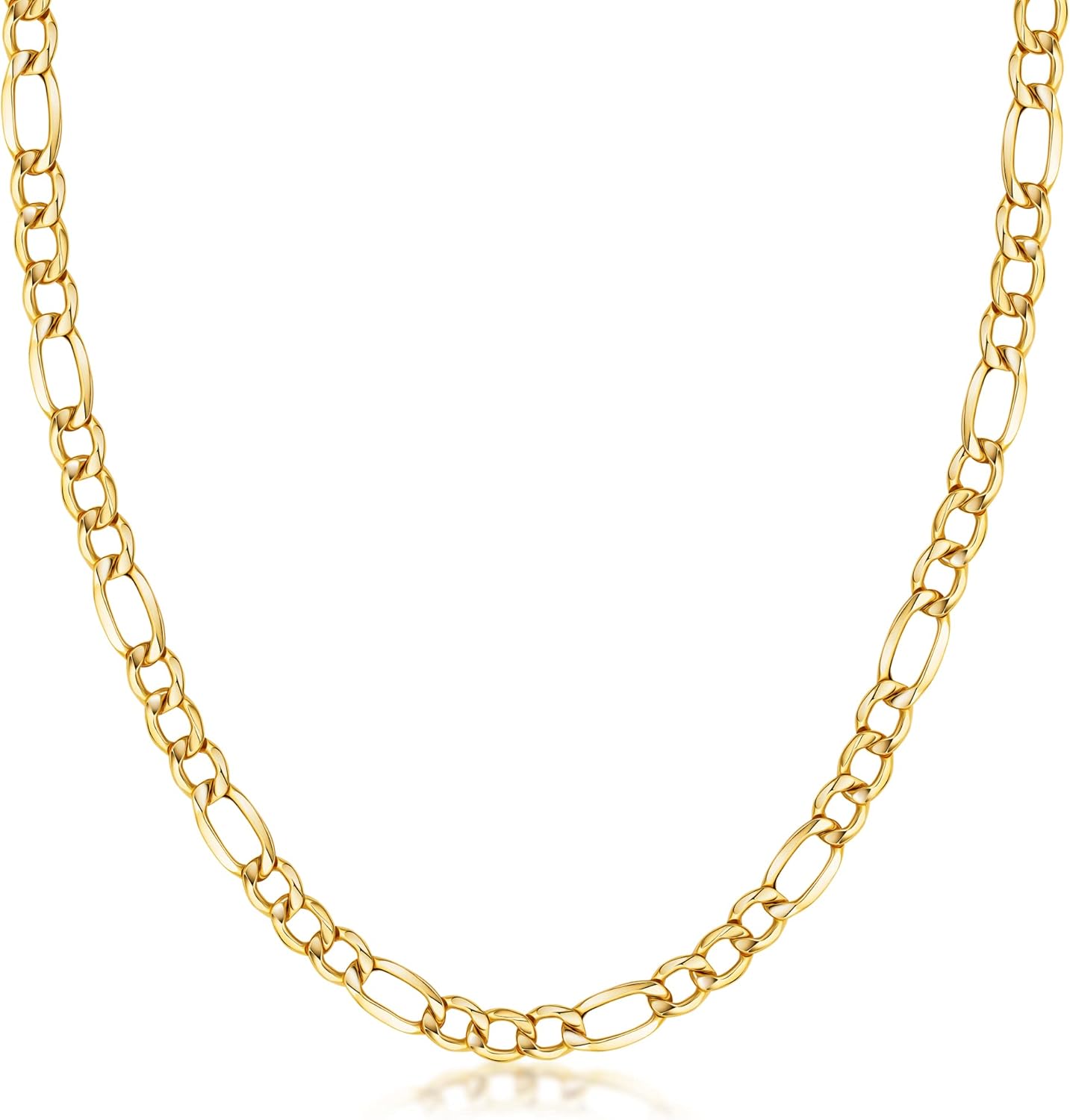 PORI JEWELERS 14-karätiges Gelbgold, 2,5 mm, 3,5 mm, 4,5 mm oder 5,5 mm Figaro-Gliederkette — Hergestellt in Italien — in mehreren Längen erhältlich