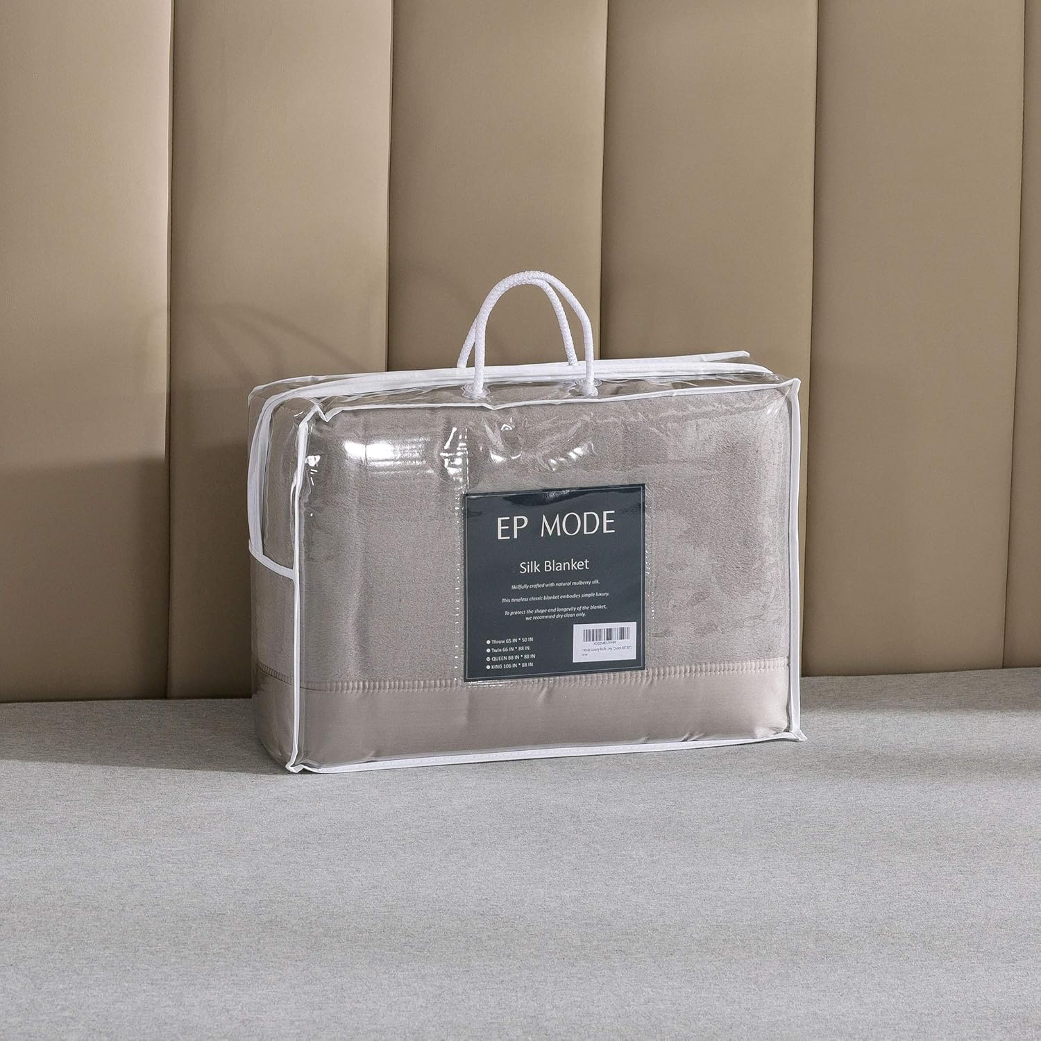 EP Mode Luxury Mulberry Silk Blanket with Silk Charmeuse Border (Flint Grey, King 106 x 88") · v2