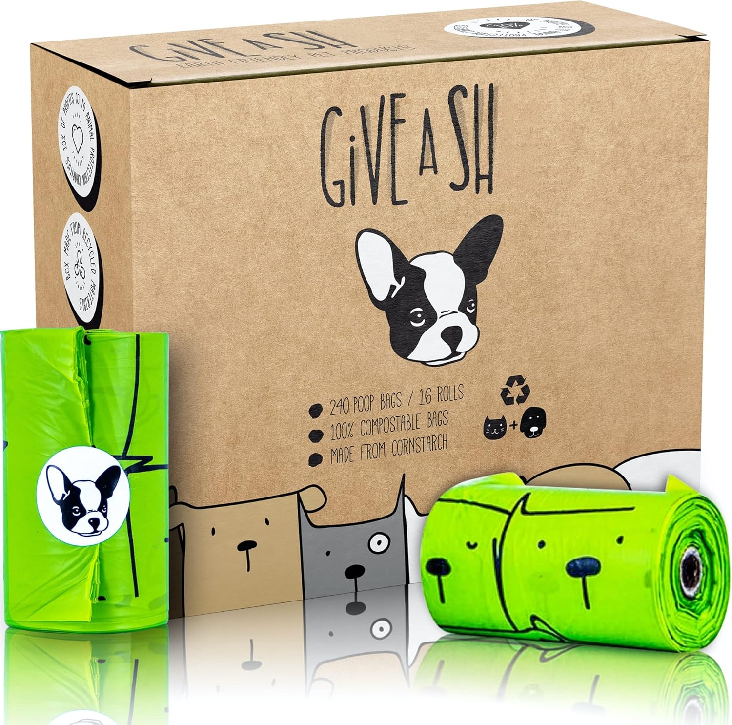100% Certified Home Compostable Dog Poop Bags - 10% to Charity - ASTM D6400  EN 13432 Compliant Dog Waste Bags - 240 Bags - 16 Rolls of Plant Based Compostable Poop Bags - Thick Doggie Poop Bags · v4