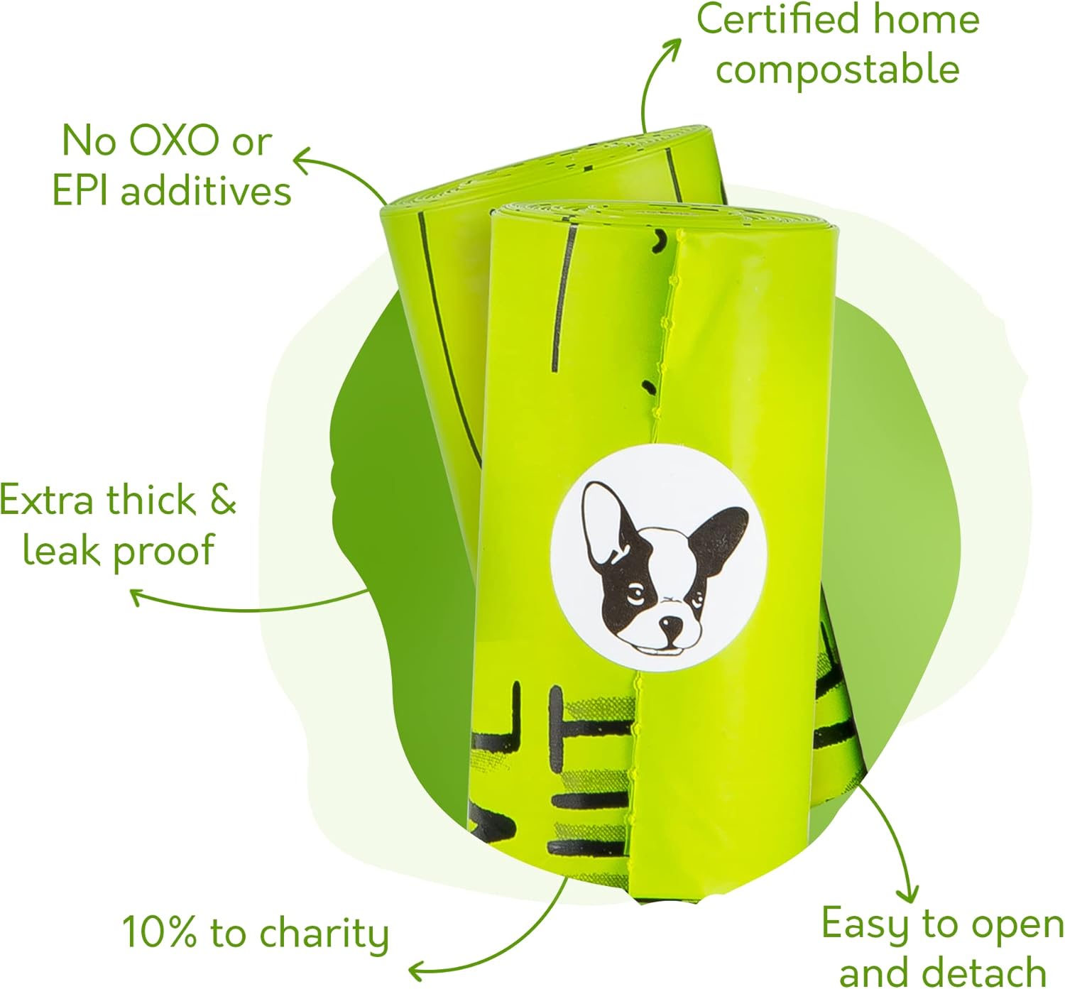 100% Certified Home Compostable Dog Poop Bags - 10% to Charity - ASTM D6400  EN 13432 Compliant Dog Waste Bags - 240 Bags - 16 Rolls of Plant Based Compostable Poop Bags - Thick Doggie Poop Bags · v4