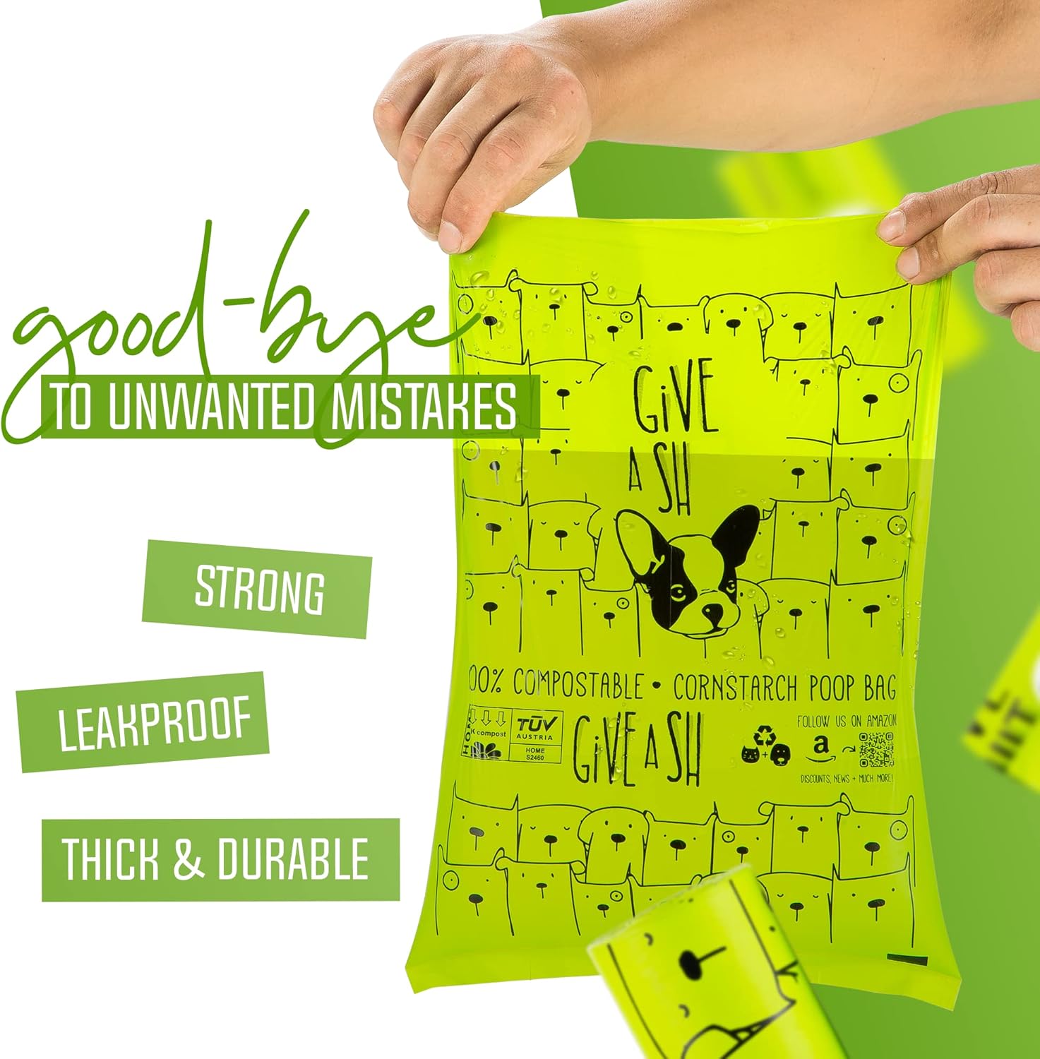 100% Certified Home Compostable Dog Poop Bags - 10% to Charity - ASTM D6400  EN 13432 Compliant Dog Waste Bags - 240 Bags - 16 Rolls of Plant Based Compostable Poop Bags - Thick Doggie Poop Bags · v4