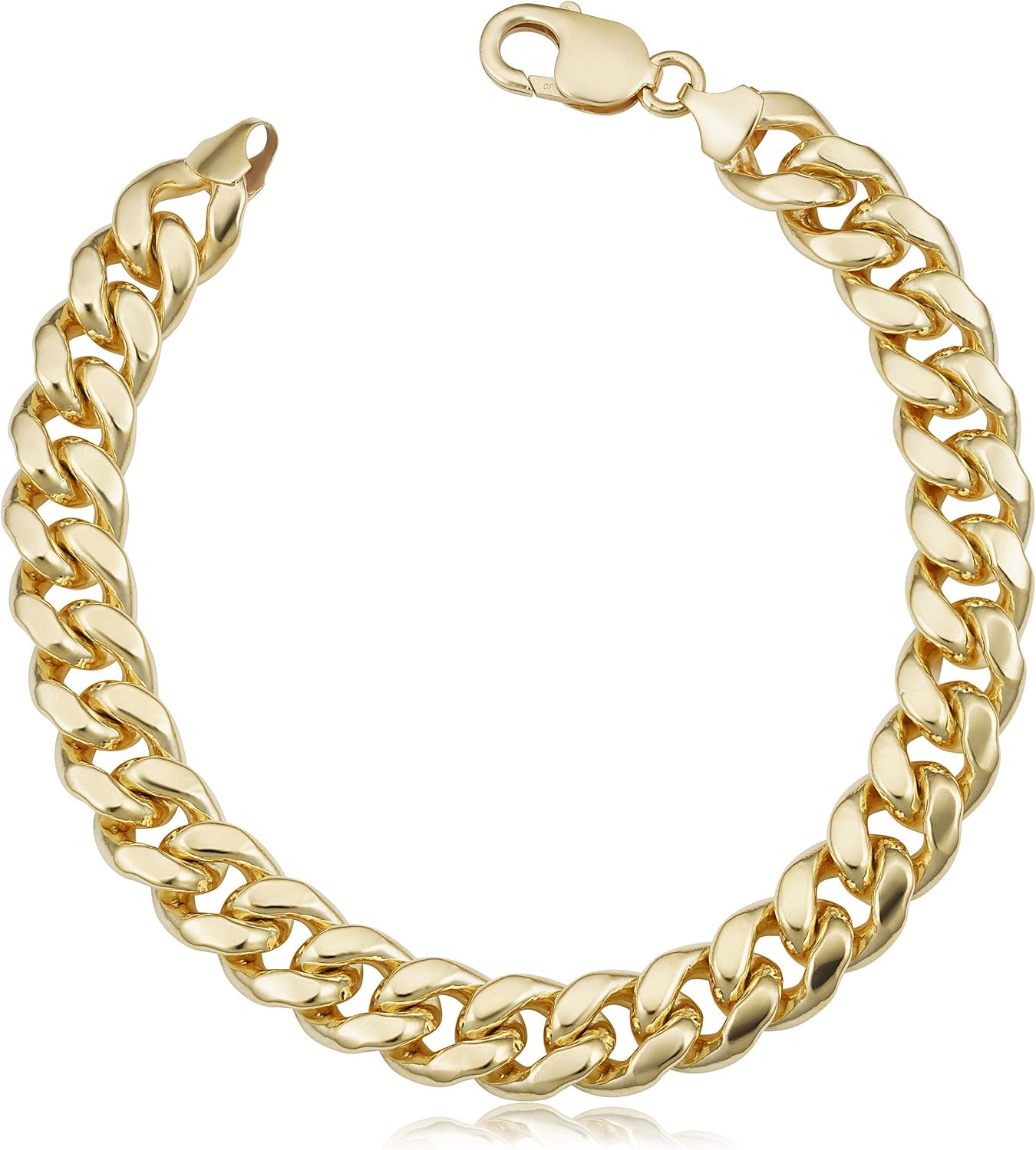 สร้อยข้อมือแบบโซ่คิวบาไมอามีชุบทอง 14k (11.1 มม. 9 นิ้ว) - เครื่องประดับสำหรับผู้ชาย