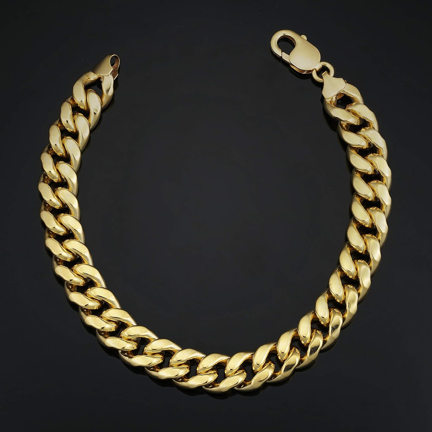 สร้อยข้อมือแบบโซ่คิวบาไมอามีชุบทอง 14k (11.1 มม. 9 นิ้ว) - เครื่องประดับสำหรับผู้ชาย