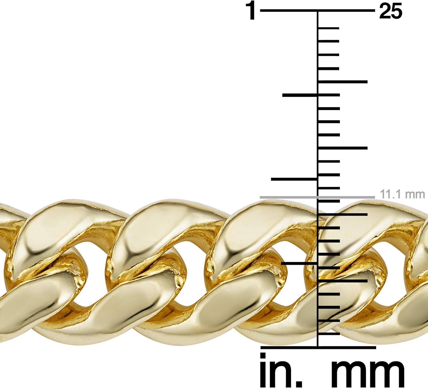 สร้อยข้อมือแบบโซ่คิวบาไมอามีชุบทอง 14k (11.1 มม. 9 นิ้ว) - เครื่องประดับสำหรับผู้ชาย