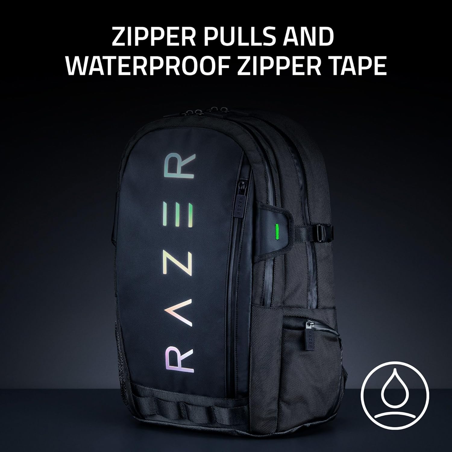 Razer Rogue v3 16 Gaming-Laptop-Rucksack: Computertasche zum Mitnehmen — reiß- und wasserfest — Seitentasche aus Mesh — für ein 16-Zoll-Notebook — Schwarz
