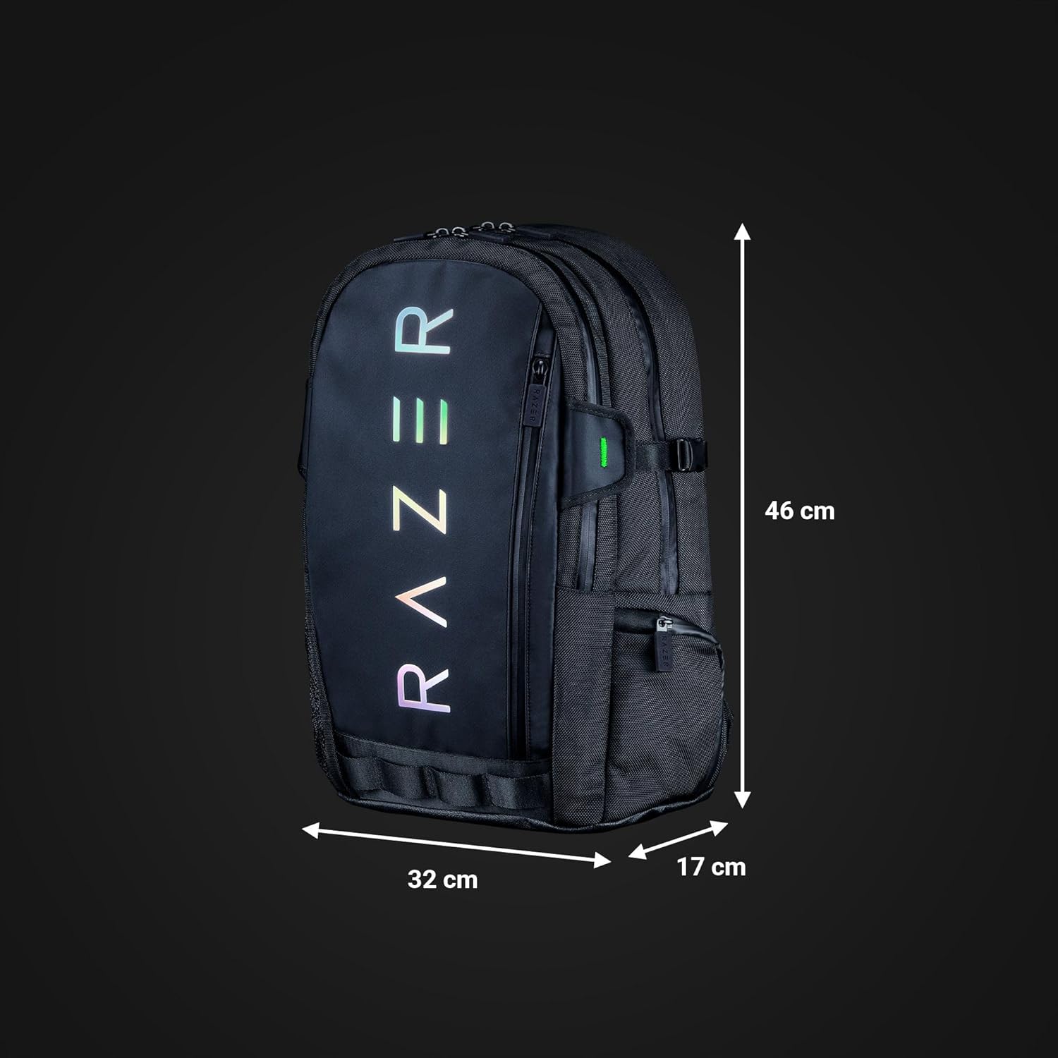 Razer Rogue v3 16 Gaming-Laptop-Rucksack: Computertasche zum Mitnehmen — reiß- und wasserfest — Seitentasche aus Mesh — für ein 16-Zoll-Notebook — Schwarz