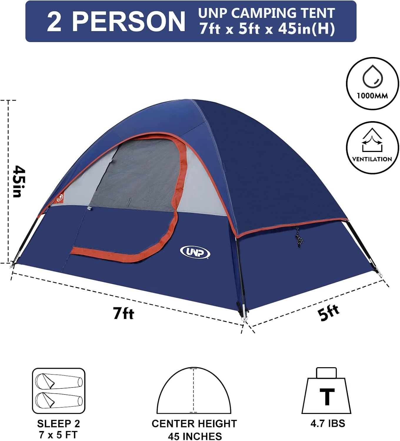 Camping Tent 2 Person, Waterproof Windproof Tent with Rainfly Easy Set up-Portable Dome Tents for Camping… · v2