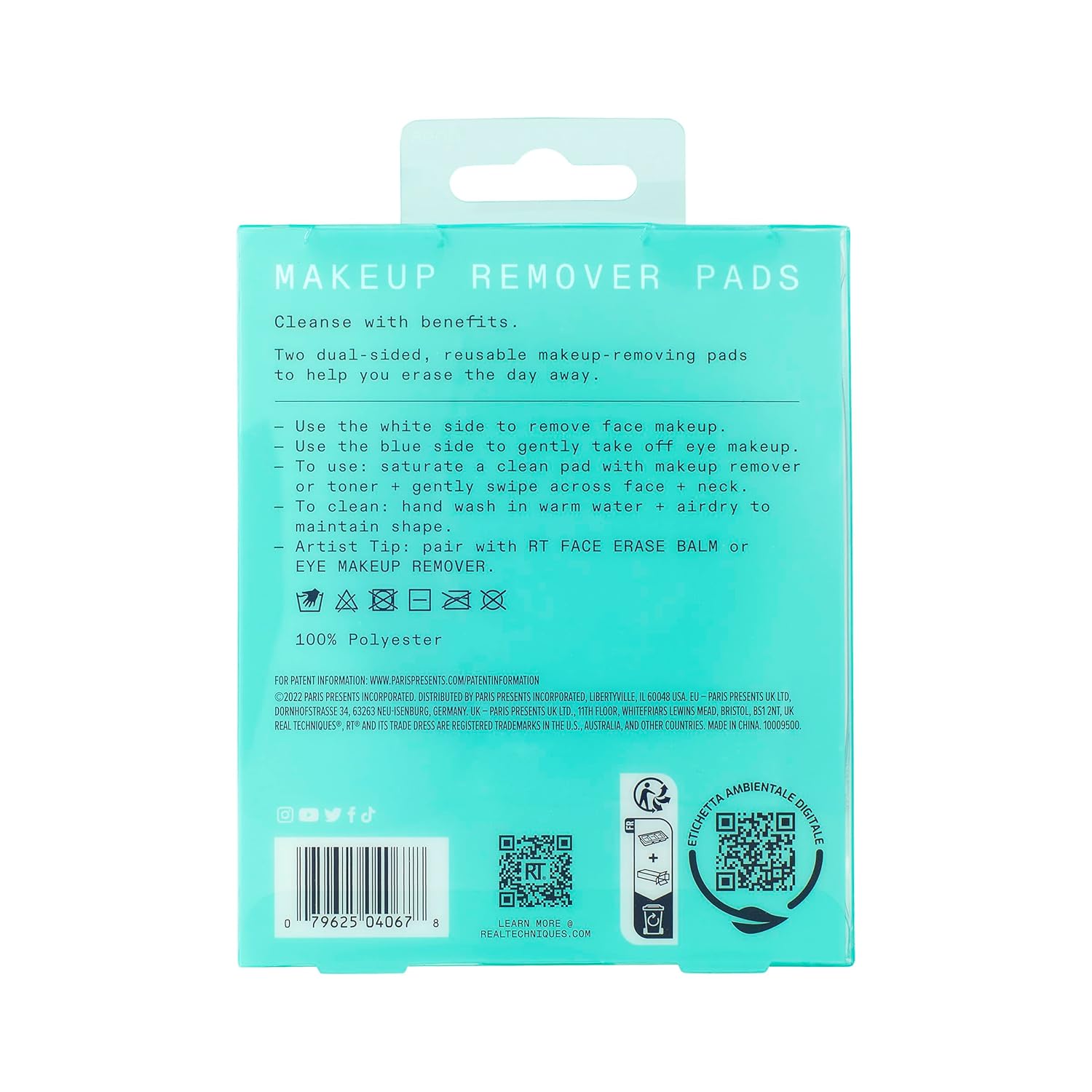 Real Techniques Real Clean Makeup Remover Pads, Reusable Makeup-Removing Rounds, Dual-Sided for Toner, Essence, Eye  Face Makeup Removal, for All Skin Types, Packaging May Vary, 2 Count · v2