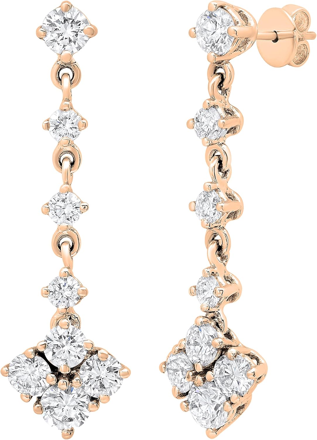 Collezione Dazzlingrock Orecchini pendenti alla moda da donna con diamanti bianchi rotondi da 2,00 ct, disponibili in oro massiccio 10K/14K/18K