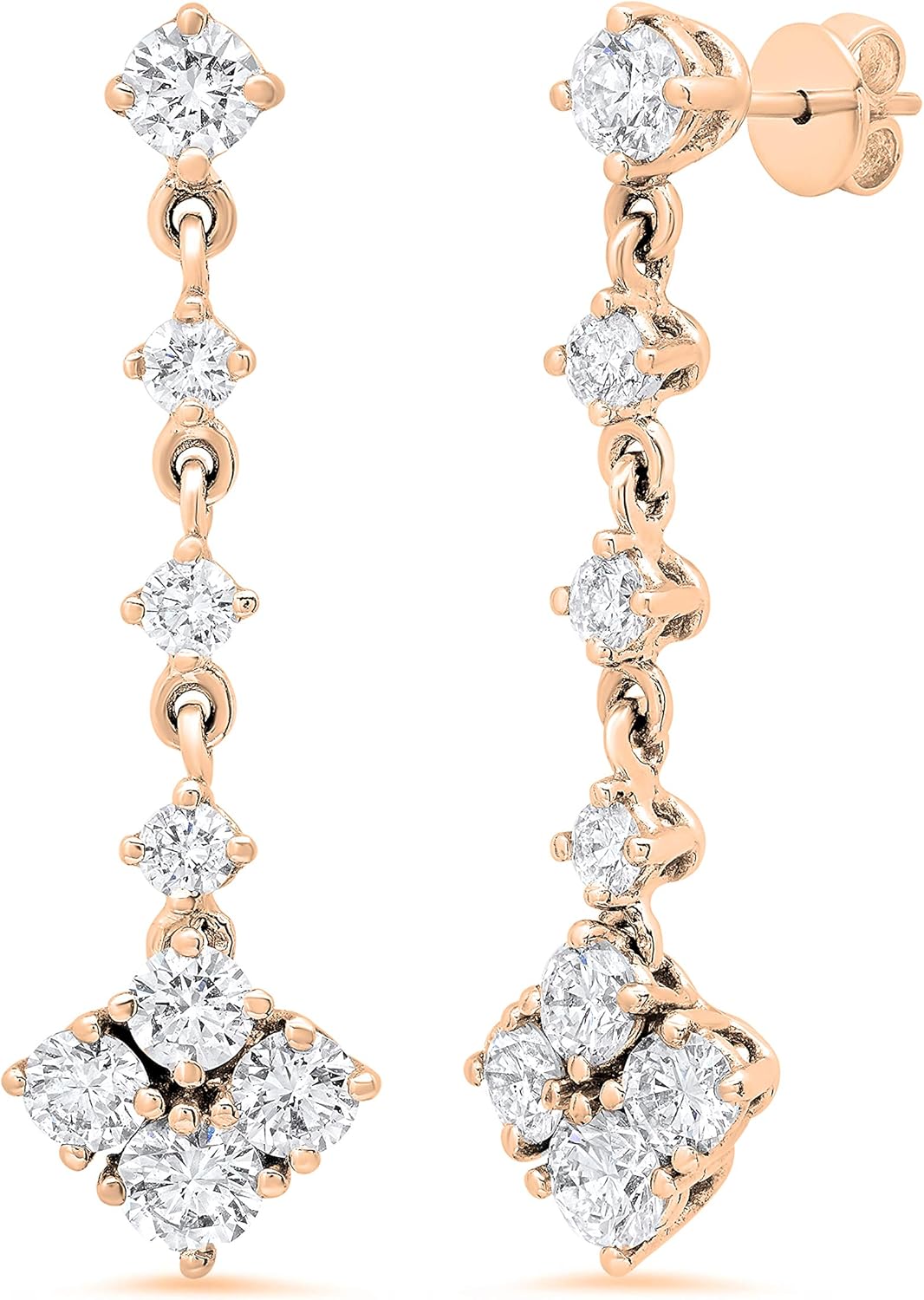 Collezione Dazzlingrock Orecchini pendenti alla moda da donna con diamanti bianchi rotondi da 2,00 ct, disponibili in oro massiccio 10K/14K/18K