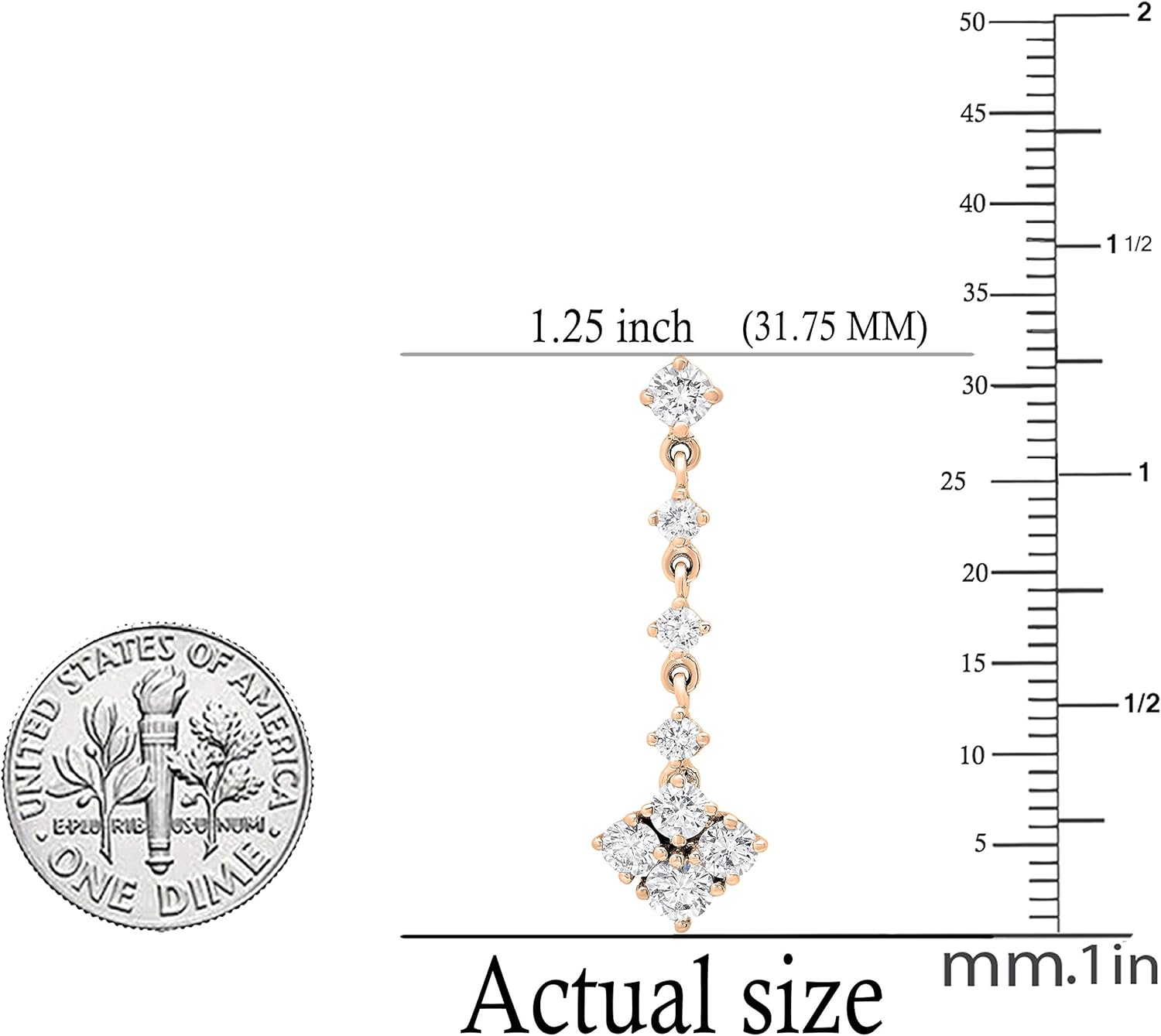 Collezione Dazzlingrock Orecchini pendenti alla moda da donna con diamanti bianchi rotondi da 2,00 ct, disponibili in oro massiccio 10K/14K/18K