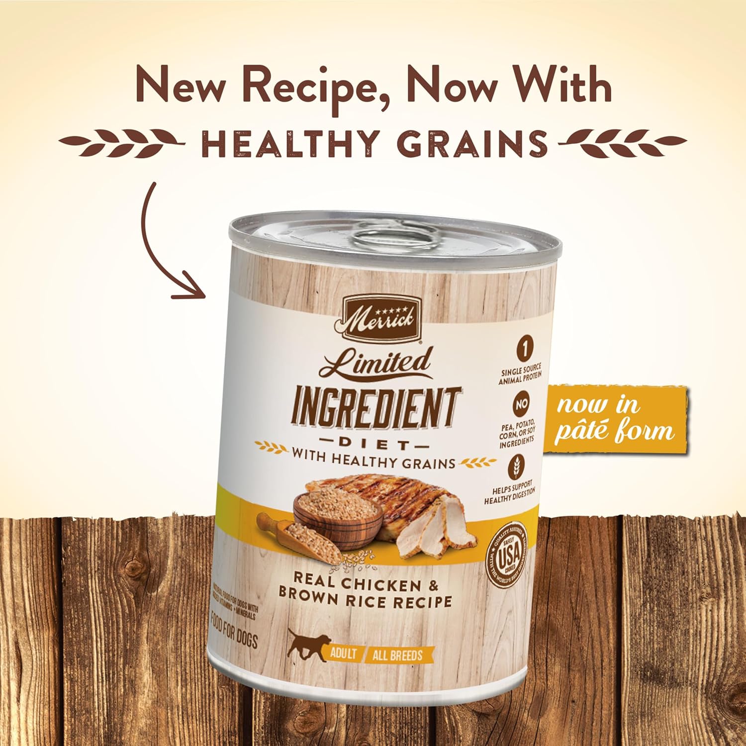 Nourriture humide naturelle pour chiens Merrick Limited Ingredient Diet Premium with Healthy Grains, poulet et riz brun - (lot de 12) boîtes de 12,7 oz