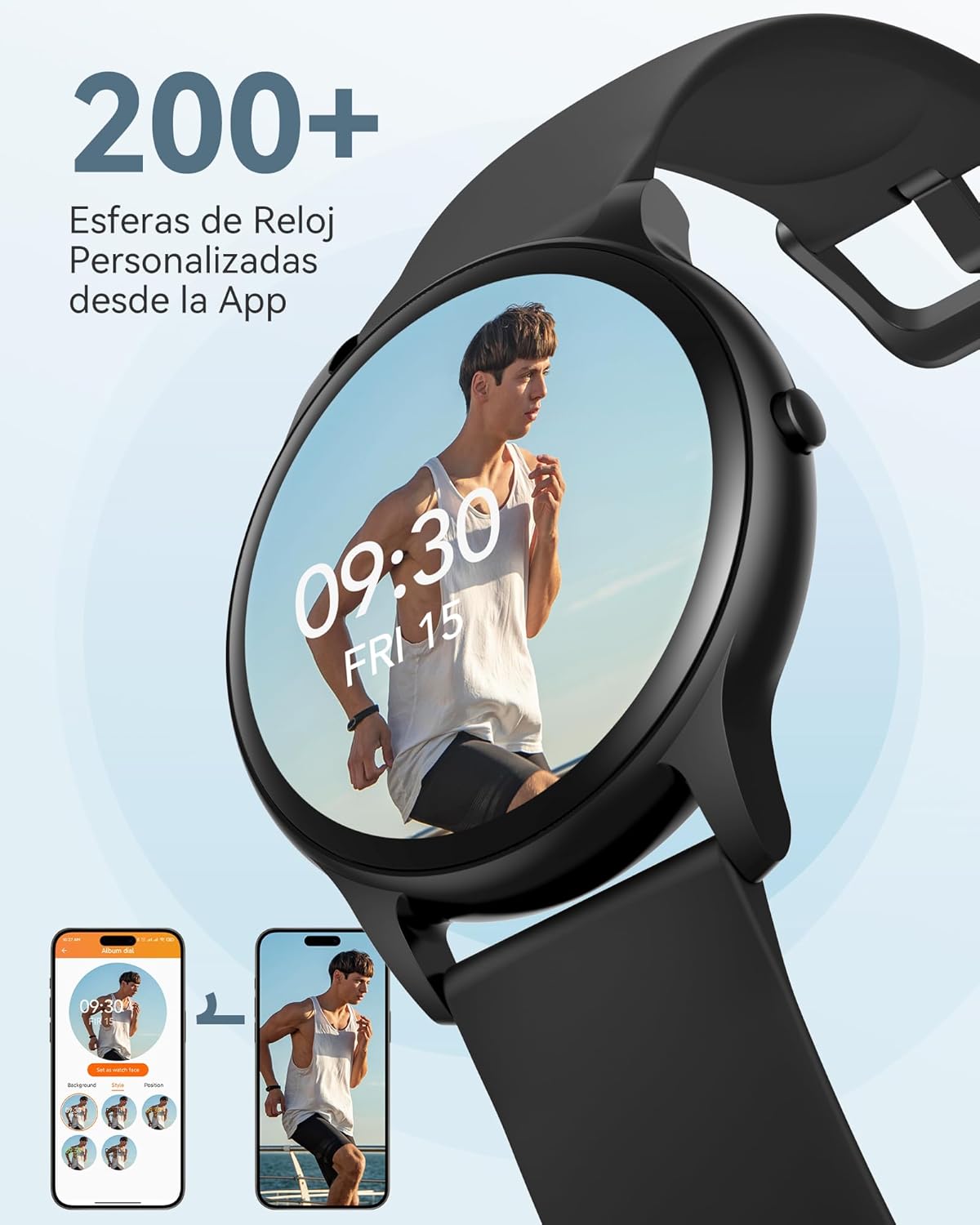 AGPTEK Smart Watch for Women Men, 5ATM Waterproof Smartwatch for Android and iOS Phones, Fitness Tracker Watch with 100  Sports Modes, Heart Rate Monitor Pedometer Sleep Monitor, Black