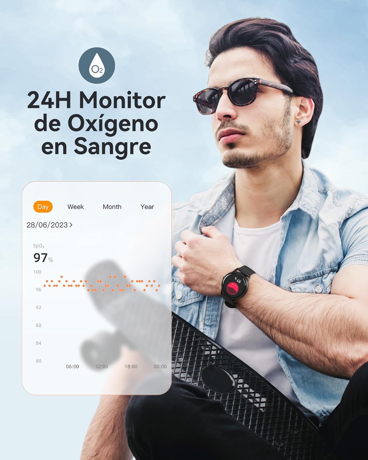 AGPTEK Smart Watch for Women Men, 5ATM Waterproof Smartwatch for Android and iOS Phones, Fitness Tracker Watch with 100  Sports Modes, Heart Rate Monitor Pedometer Sleep Monitor, Black