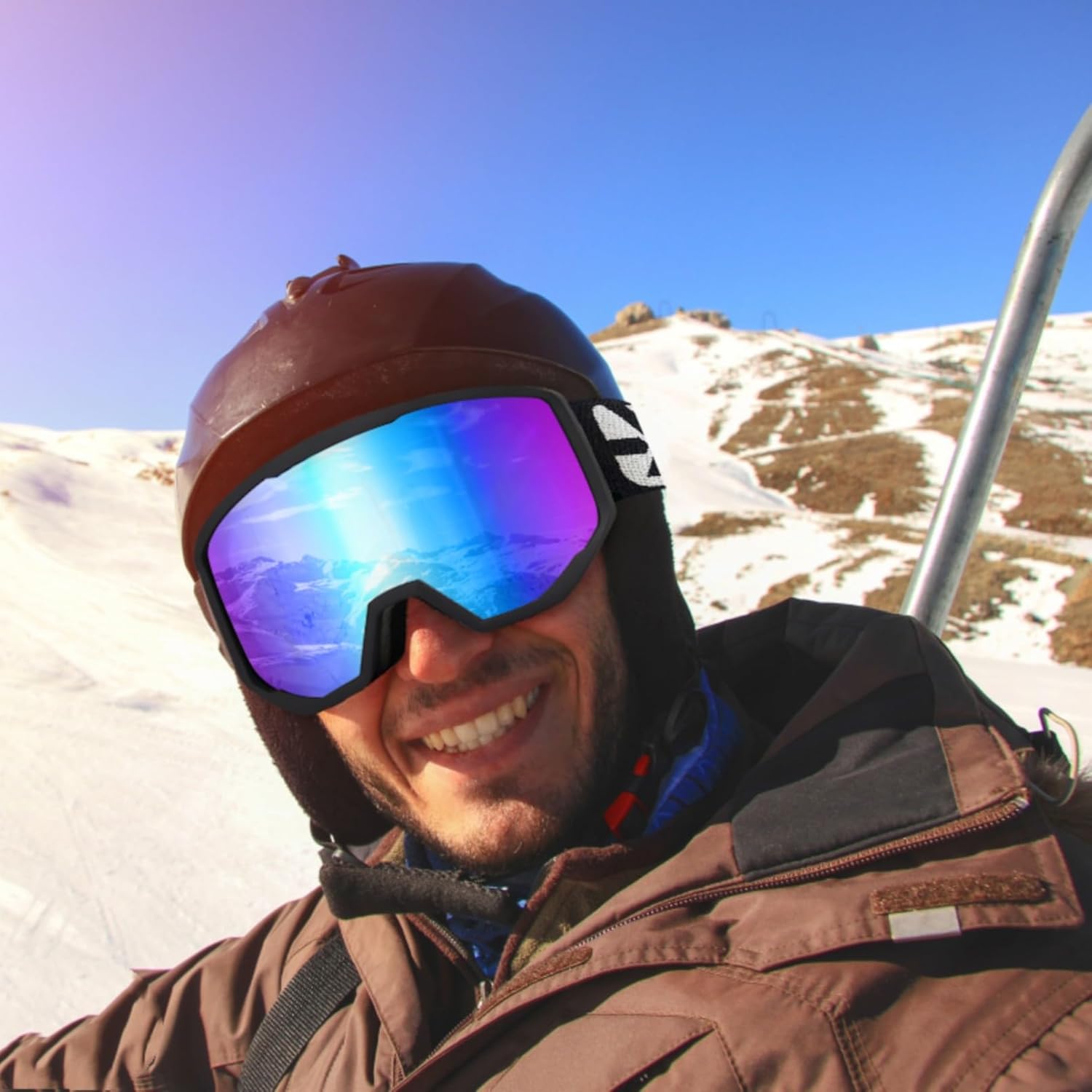 EXP VISION Ski-/Snowboardbrille für Herren und Damen, OTG Schneebrille, Antibeschlagschutz, UV-Schutz