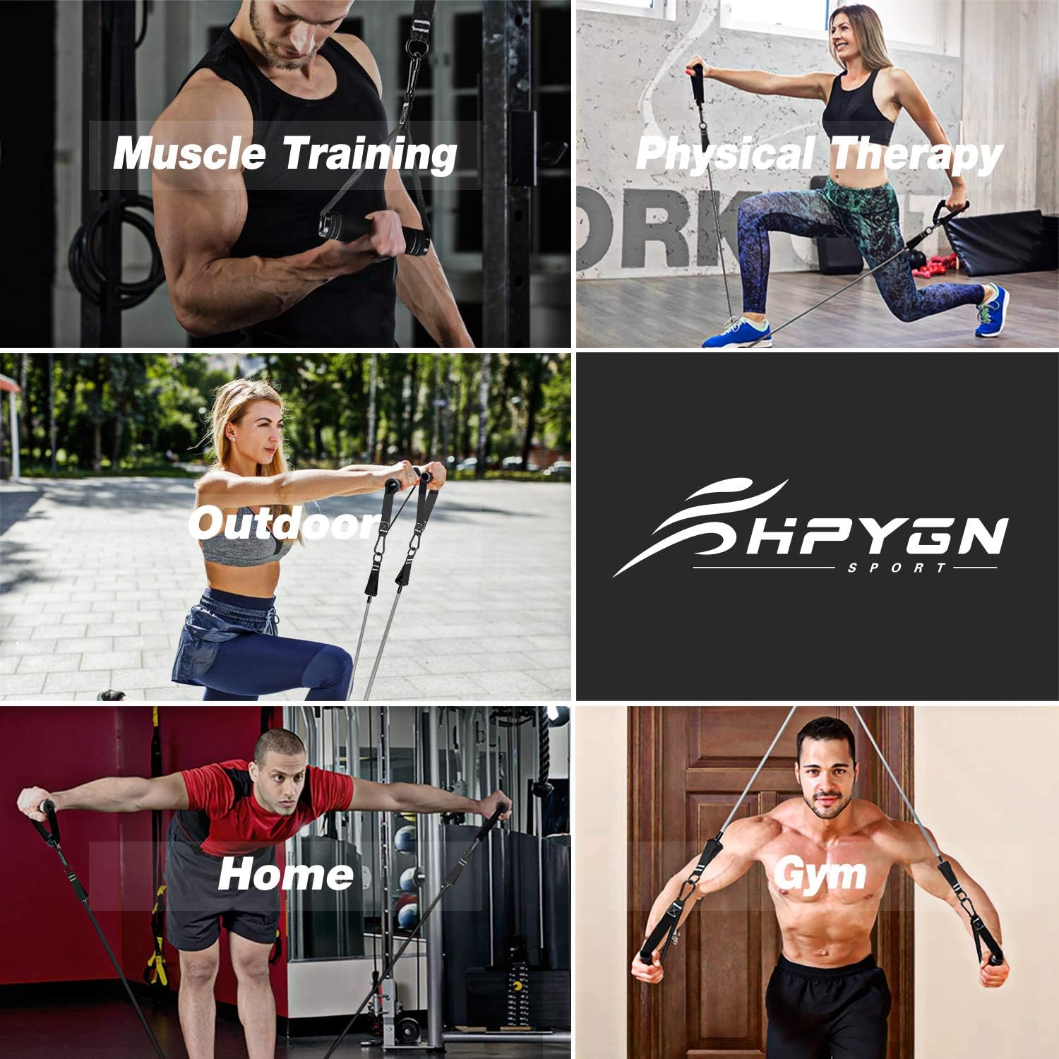 Ensemble de bandes de résistance, bandes de résistance HPYGN de 150 livres, 200 livres et 250 livres avec poignées, 5 bandes de fitness tubulaires avec ancrage de porte, poignées, sac portable, jambes, sangles de cheville pour l'entraînement musculaire