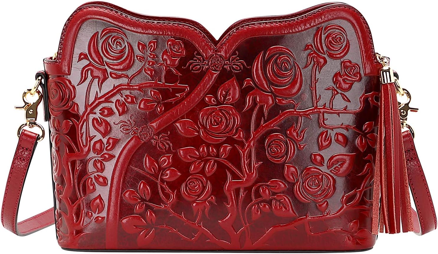 Tas Tangan Kulit Desainer PIJUSHI untuk Wanita Tas Bahu Selempang Motif Bunga untuk Wanita