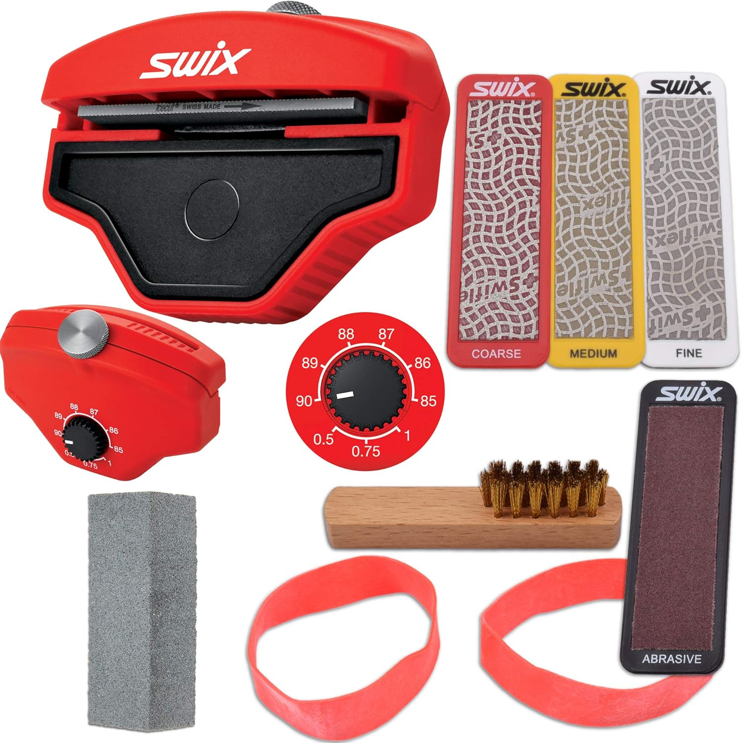 Kit multifilo RaceWax de 80 mm, cuatro piedras de diamante para la base del esquí y el ajuste lateral, Gummi More, (ZL-7040)