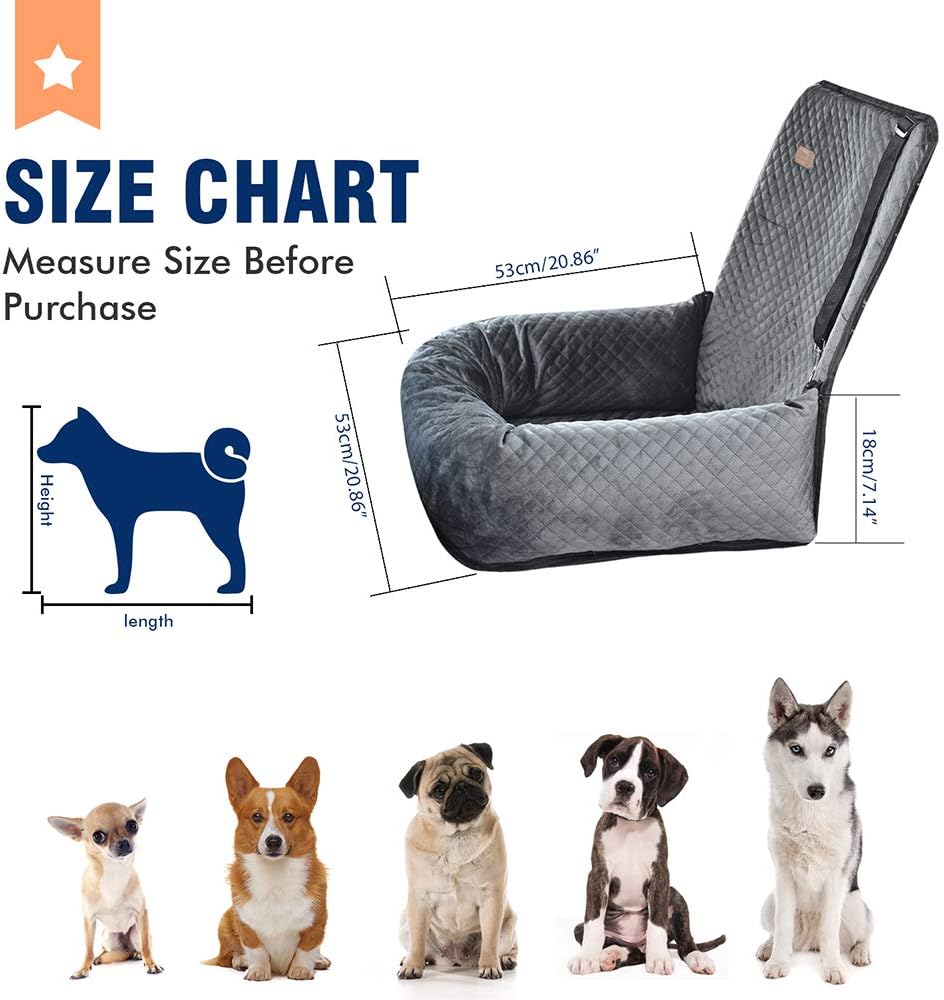 Dog Car Seat Pet Booster Seat Pet Travel Safety Car Seat,The Dog seat Made is Safe and Comfortable,and can be Disassembled for Easy Cleaning (Gray) · v5