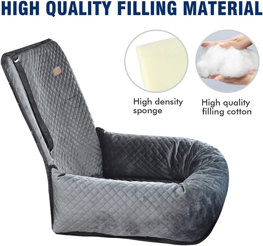 Dog Car Seat Pet Booster Seat Pet Travel Safety Car Seat,The Dog seat Made is Safe and Comfortable,and can be Disassembled for Easy Cleaning (Gray) · v5