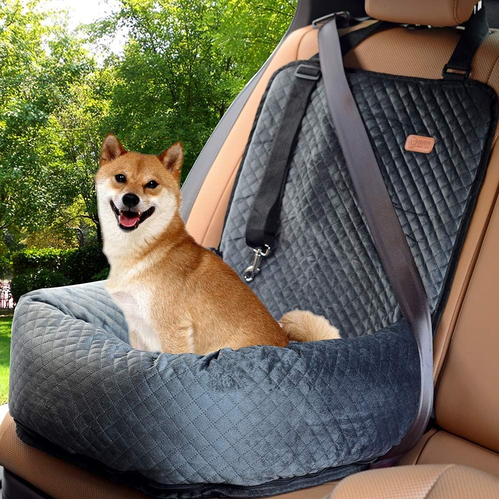 Dog Car Seat Pet Booster Seat Pet Travel Safety Car Seat,The Dog seat Made is Safe and Comfortable,and can be Disassembled for Easy Cleaning (Gray) · v5