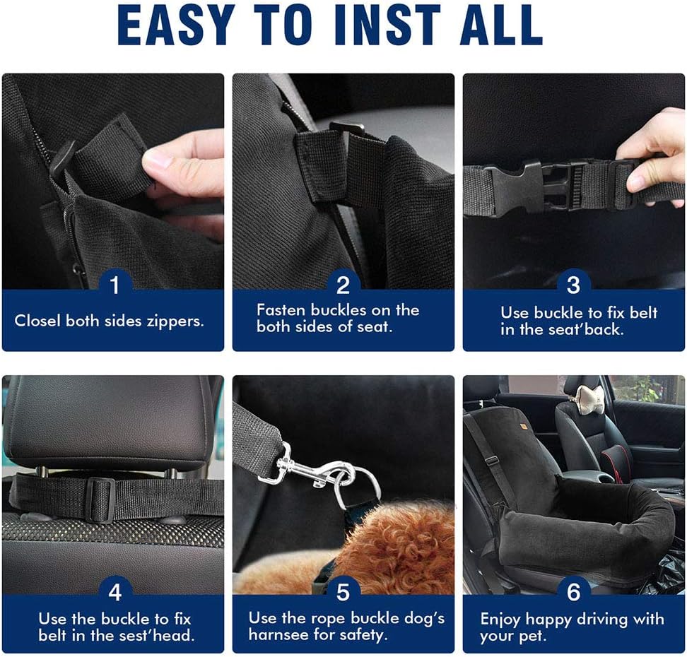 Dog Car Seat Pet Booster Seat Pet Travel Safety Car Seat,The Dog seat Made is Safe and Comfortable,and can be Disassembled for Easy Cleaning (Gray) · v5