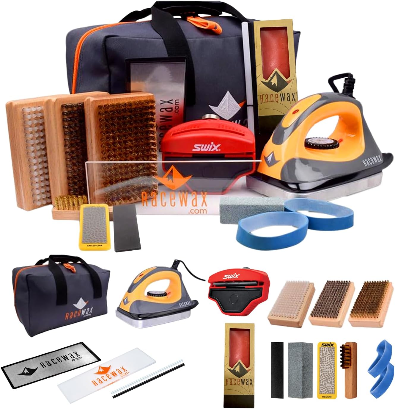 RaceWax Elite Ski Snowboard Tuning Kit: Complete with Iron, Wax, Edge Tools, Base Repair - (PC-7909) · v2