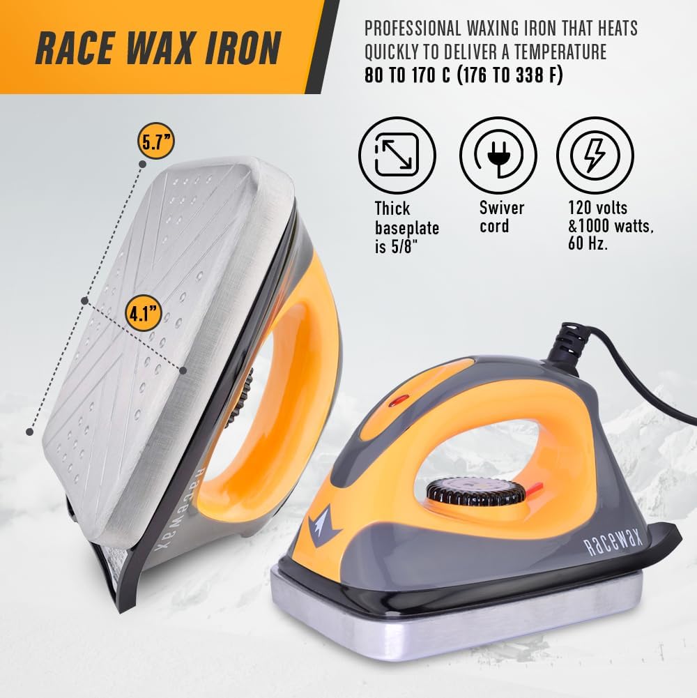 RaceWax Elite Ski Snowboard Tuning Kit: Complete with Iron, Wax, Edge Tools, Base Repair - (PC-7909) · v2